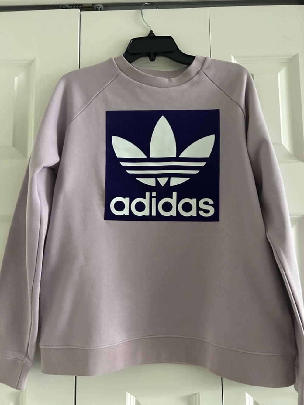 adidaswomen Light Lavender sweatshirt with Navy Square Logo